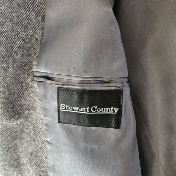 Stewart County 44L Tall Tweed Classic Wool Sport Coat Elbow Patch Throat Latch - Picture 6 of 16